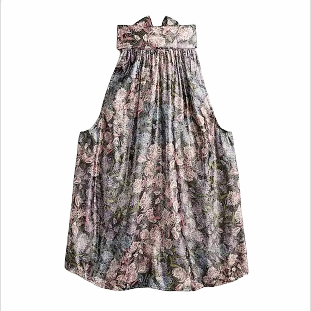 NWT J. Crew Collection Shimmering Floral Tie Neck Top Size XXS - Picture 2 of 7